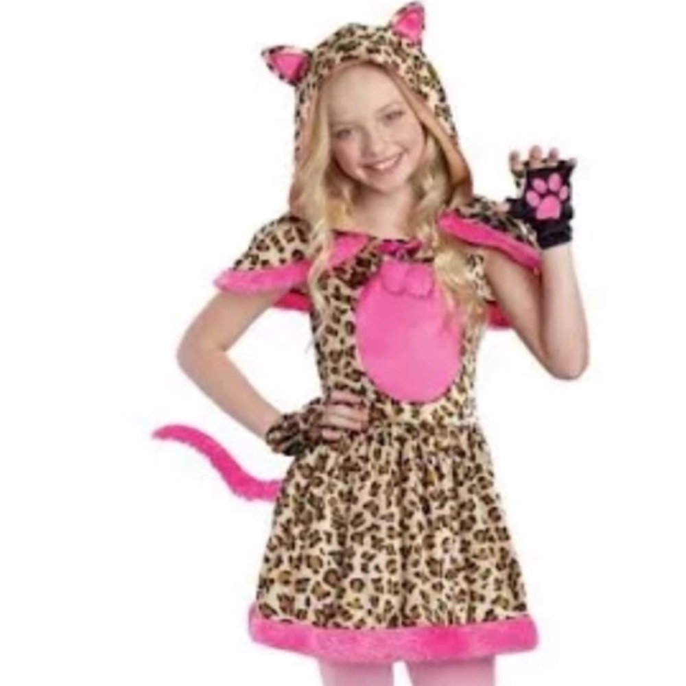 Kids Leopard Costume with Pink Trim